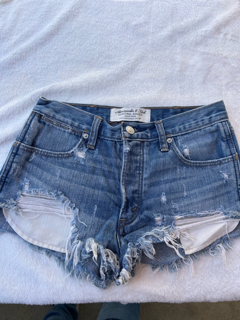 Abercrombie & Fitch Distressed Blue Denim Cutoff Shorts